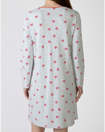 Long-sleeved hearts nightdress Massana (Imprimé Gris)
