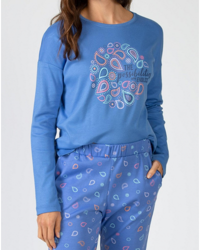 Long micropolar pyjamas 100% cotton Massana (Multicolore)