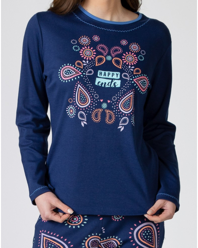 Long pyjamas 100% cotton Massana (Imprimé Bleu)