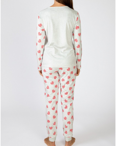 Long micropolar pyjamas hearts Massana (Imprimé Gris)