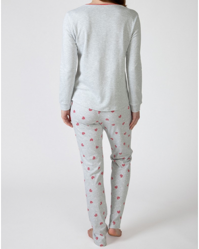 Pyjama long coeurs Massana (Imprimé Gris)