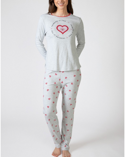 Pyjama long coeurs Massana (Imprimé Gris)