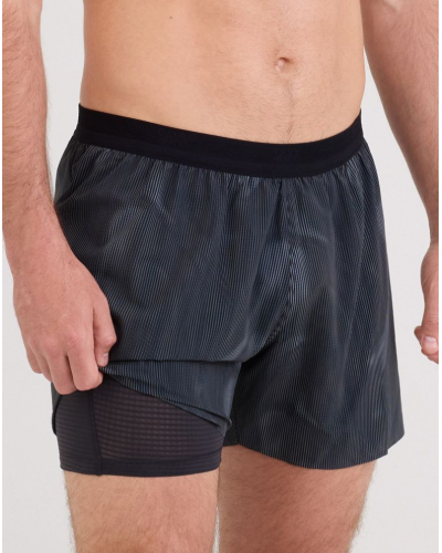 Pantalones cortos para correr Saxx Sport Race Pace 2N1 (Smoke Camo/Dark Charcoal)