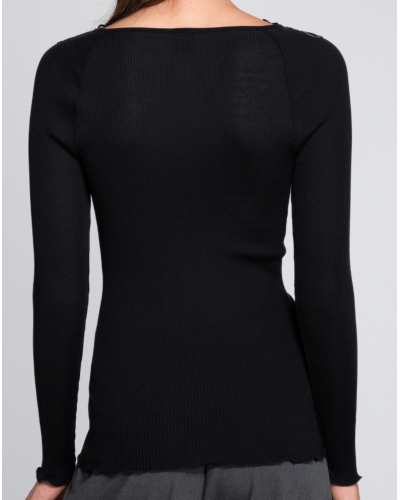 Long-sleeved ribbed top wool and silk Oscalito 7618 (Black)