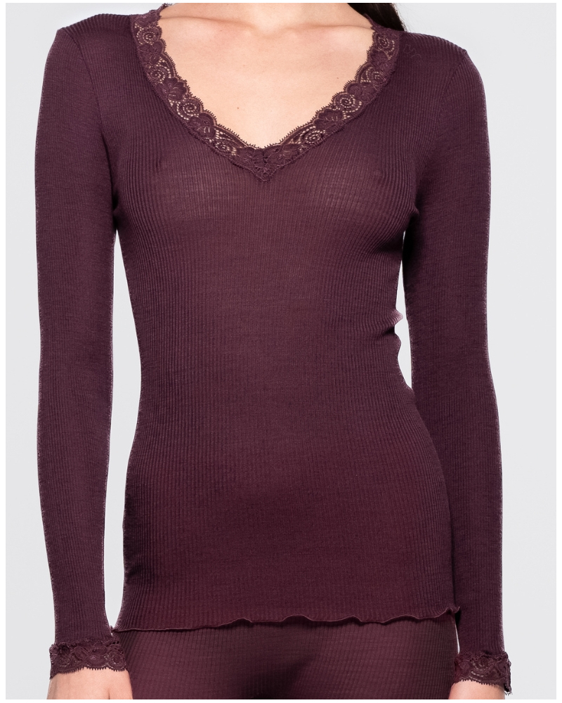 Long-sleeved topwool and silk Leavers Oscalito 3404 (Cherry)