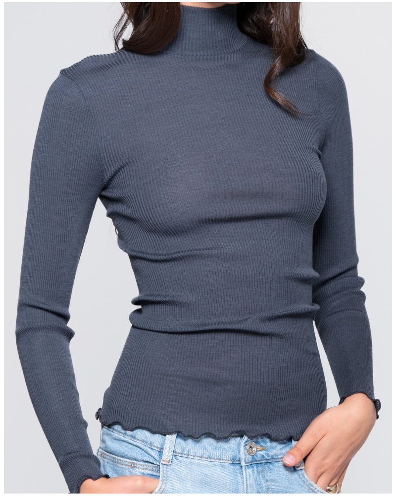 Funnel collar sweater wool and silk Oscalito 3429 (Tempesta)