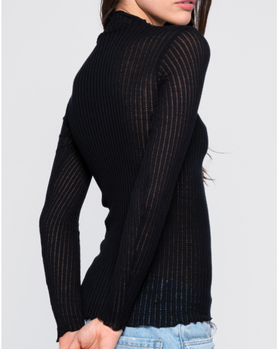 Long-sleeved turtleneck top wool and silk Oscalito 7494 (Black)