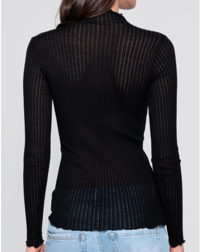 Top de manga larga y cuello alto lana y seda Oscalito 7494 ( Negro)