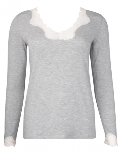 Tee shirt long sleeves V-neck Antigel Simply Perfect (Chiné Gris)