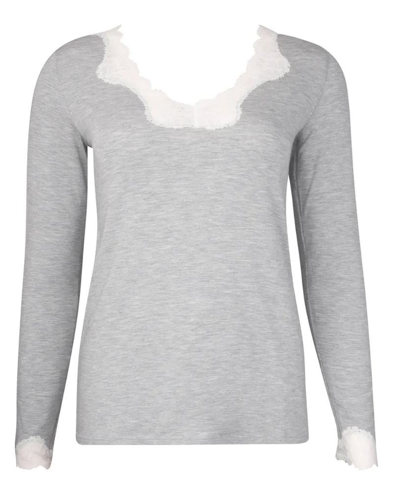 Camisetamangas largas de interior cuello en V Antigel Simply Perfect (Chiné Gris)