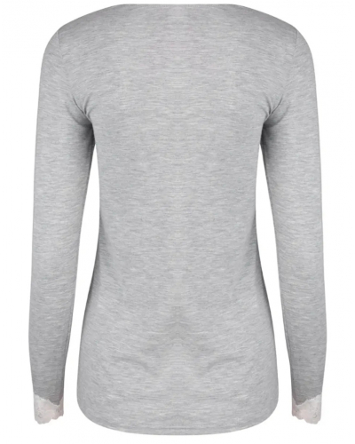Tee shirt long sleeves V-neck Antigel Simply Perfect (Chiné Gris)