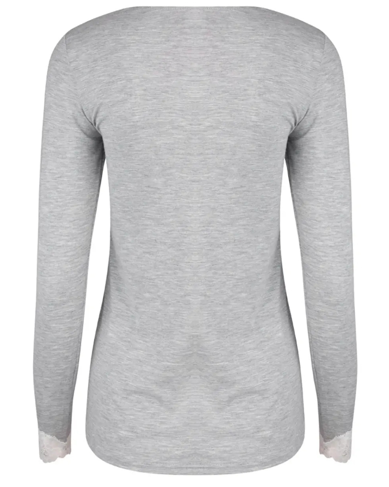 Camisetamangas largas de interior cuello en V Antigel Simply Perfect (Chiné Gris)