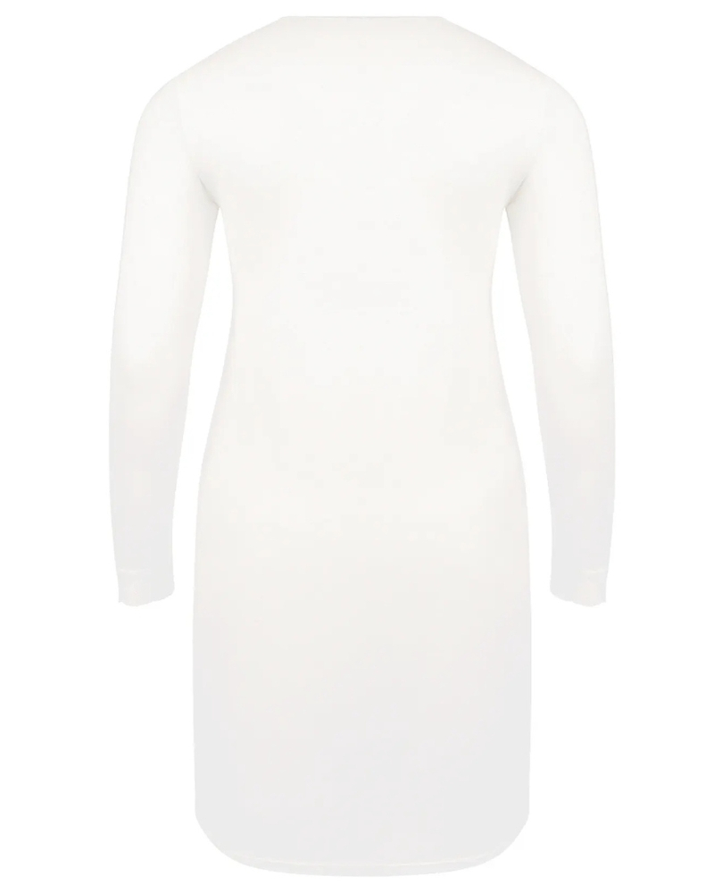 Nightdress long sleeves V-neck Antigel Simply Perfect (Nacre)