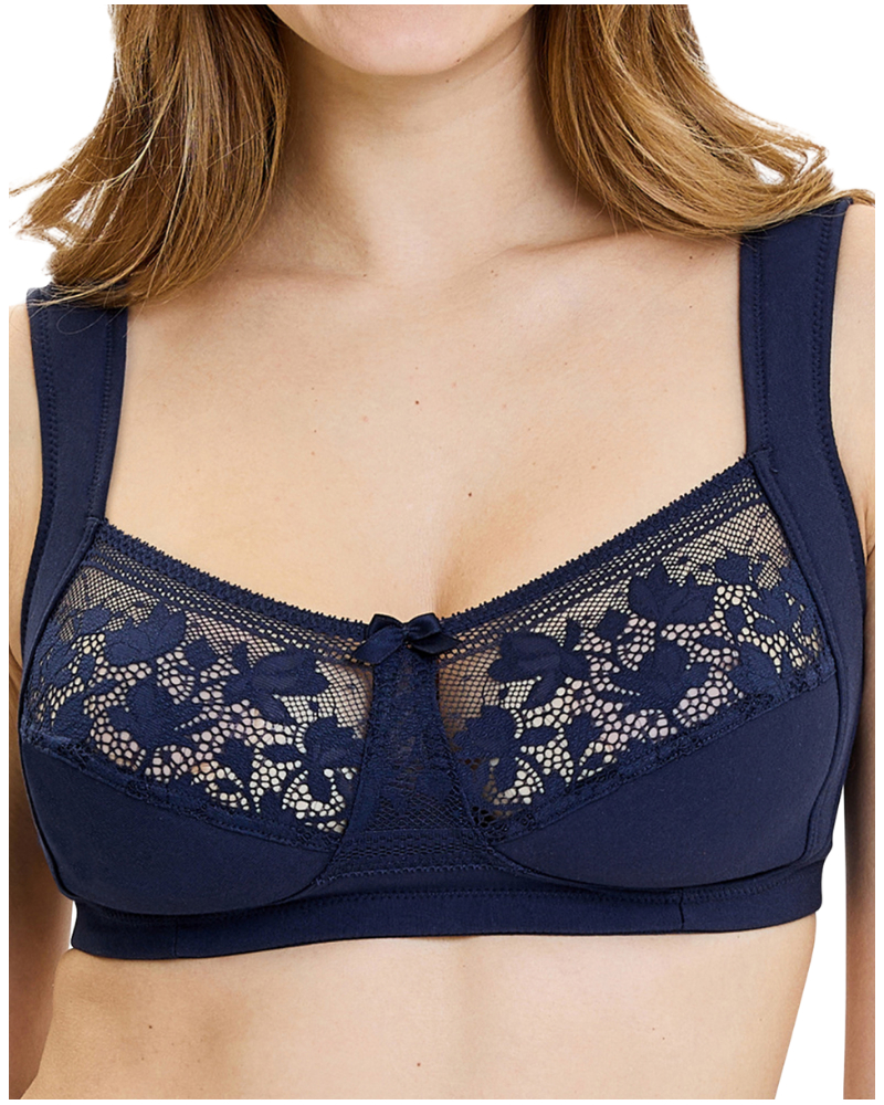 Soutien-gorge sans armature en coton bio Sans Complexe Jeanne (Bleu Marine)