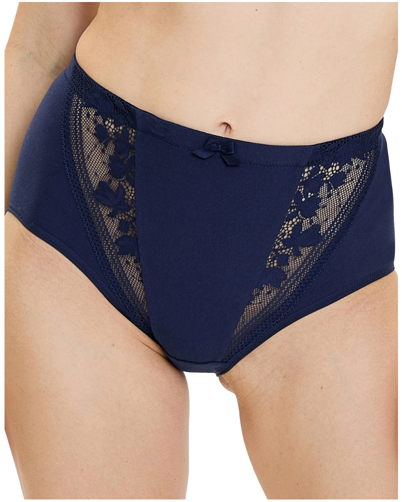 Culotte taille haute en coton bio Sans Complexe Jeanne (Bleu Marine)