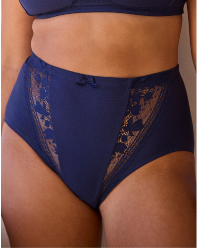Culotte taille haute en coton bio Sans Complexe Jeanne (Bleu Marine)