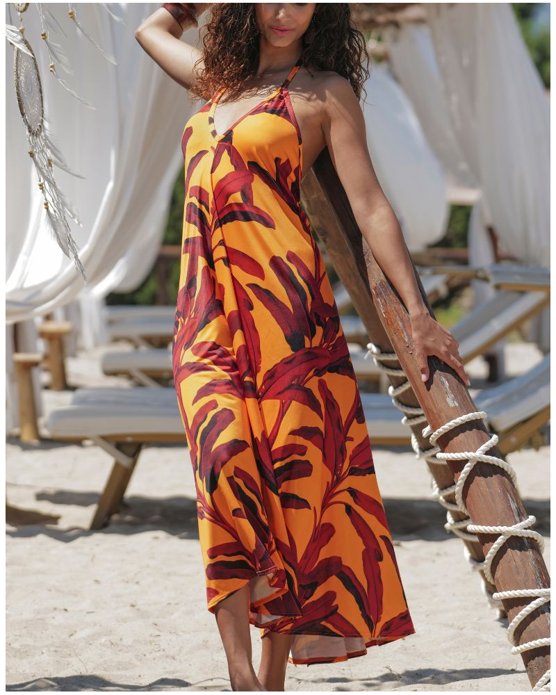 Long beach dress Antigel La Mélanésia (Jaune Banane)