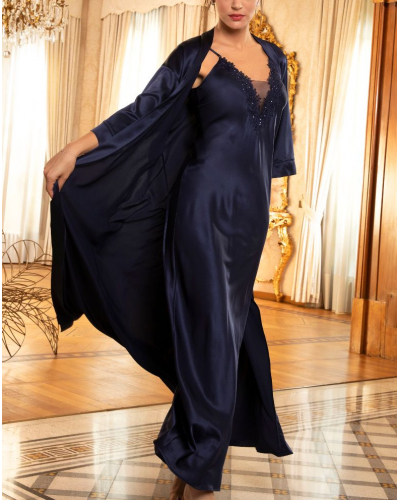Camisón largo de seda Lise Charmel Eclat Couture (Bleu Night)