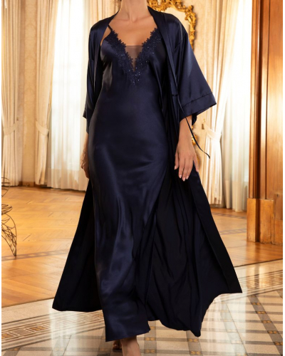 Long silk nightdress Lise Charmel Eclat Couture (Bleu Night)