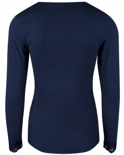 Camiseta mangas largas de interior cuello en V Antigel Simply Perfect (Bleu Marine)