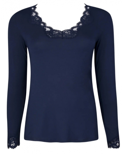 Camiseta mangas largas de interior cuello en V Antigel Simply Perfect (Bleu Marine)