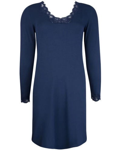 Nightdress long sleeves V-neck Antigel Simply Perfect (Bleu Marine)