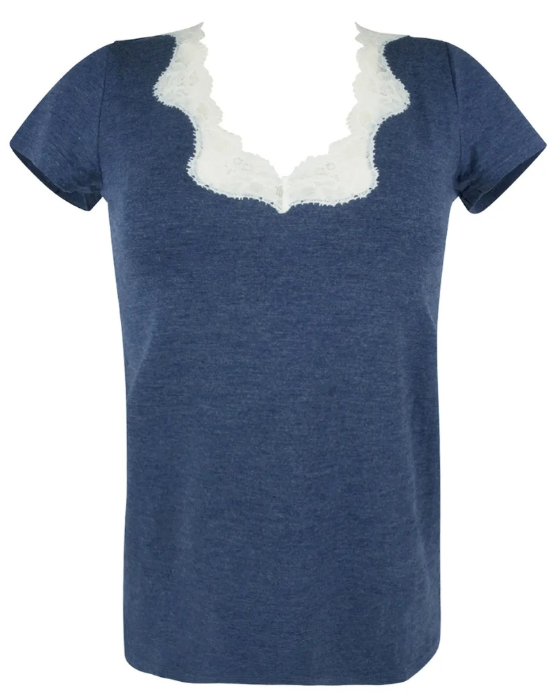 Tee shirt Short sleeves Antigel Simply Perfect (Bleu Chiné Nacre)