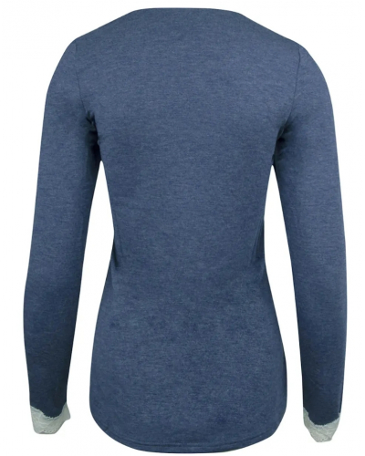 T-shirt manches longues col en V Antigel Simply Perfect (Bleu Chiné Nacre)