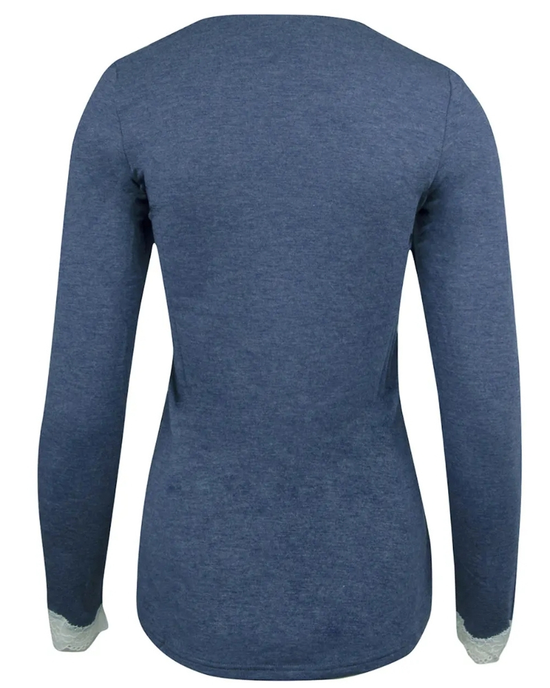 Camiseta mangas largas de interior cuello en V Antigel Simply Perfect (Bleu Chiné Nacre)