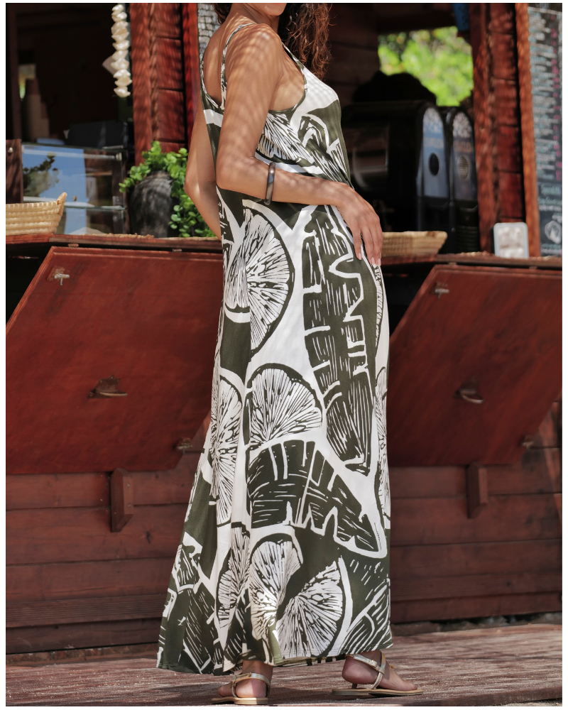 Robe longue de plage Antigel La Miss Cocktail (Cocktail Kaki)