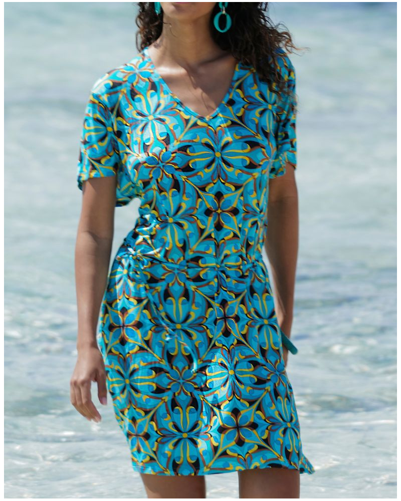 Beach tunic Antigel La Psychédélique (Bleu Vibrant)