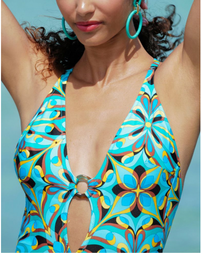 Maillot de bain une pièce Antigel La Psychédélique (Bleu Vibrant)