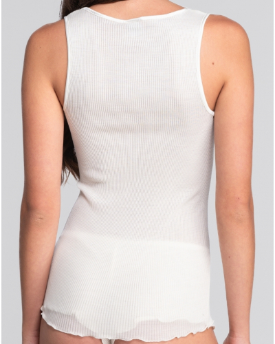 Ribbed tank top wool and silk Macramé Oscalito 7655 (Champagne)