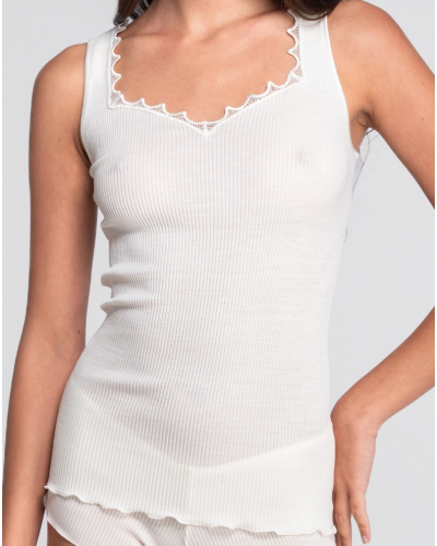 Ribbed tank top wool and silk Macramé Oscalito 7655 (Champagne)
