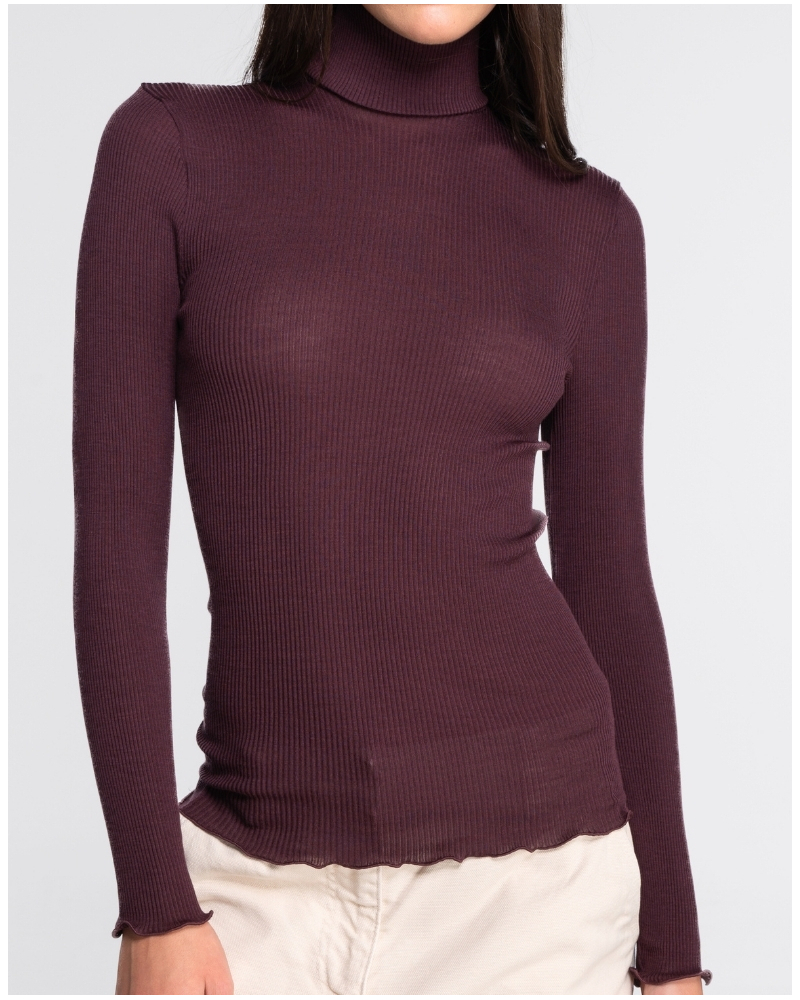 Pull col roulé laine et soie Oscalito 3438 (Cherry)