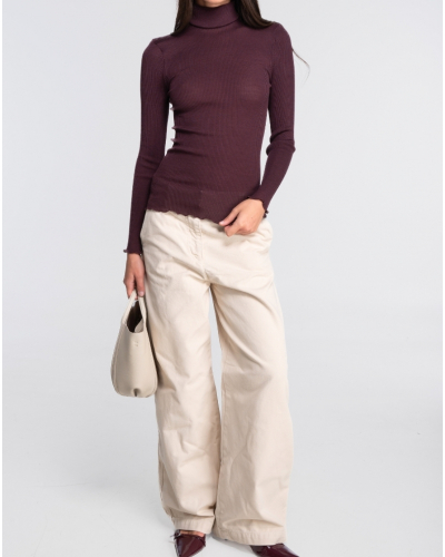 Blusa cuello alto lana y seda Oscalito 3438 (Cherry)