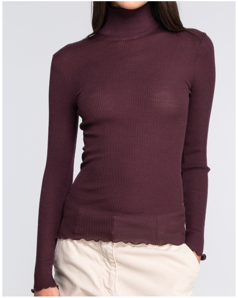 Pull col cheminée laine et soie Oscalito 3429 (Cherry)