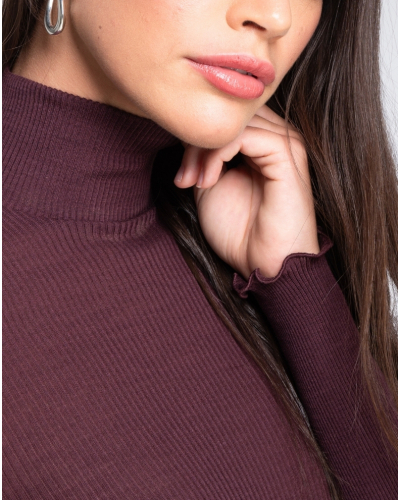 Funnel Collar Sweater wool and silk Oscalito 3429 (Cherry)