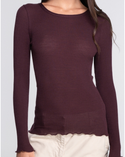 Round Collar Top wool and silk Oscalito 3446R (Cherry)