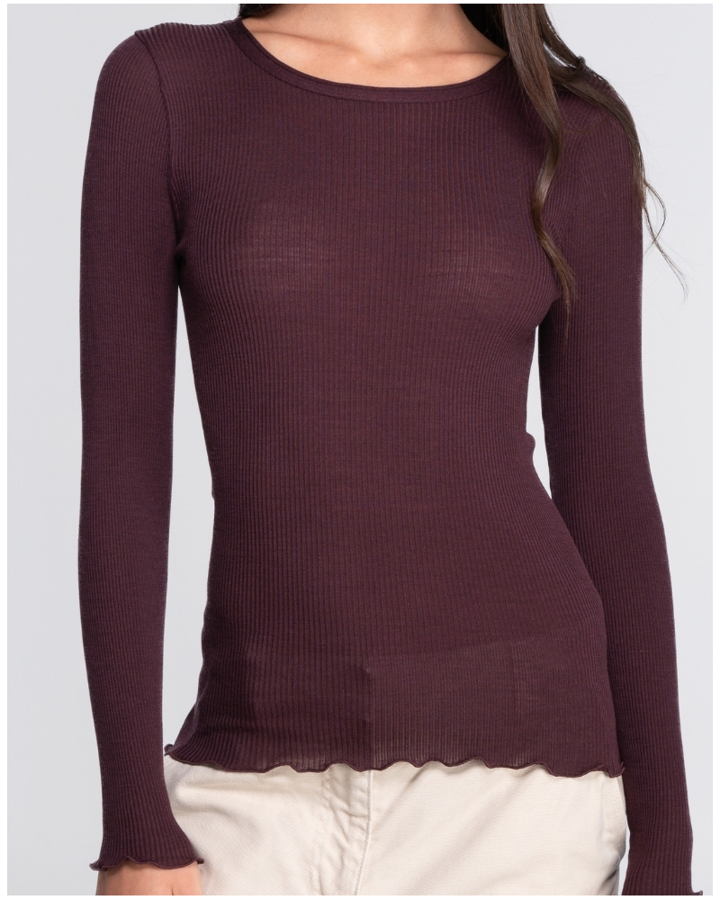 Maillot de corps col rond laine et soie Oscalito 3446R (Cherry)