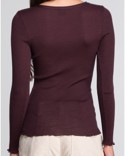 Round Collar Top wool and silk Oscalito 3446R (Cherry)