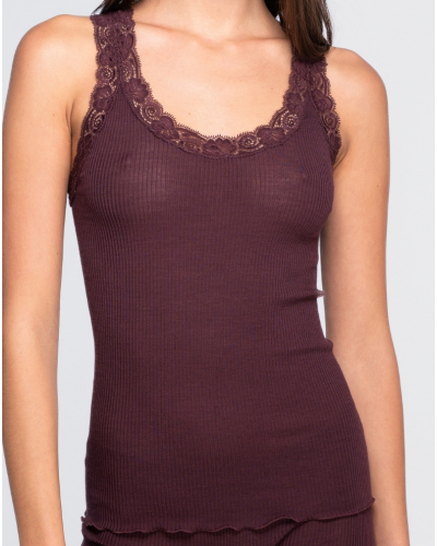 Débardeur laine et soie dentelle leavers Oscalito 3410 (Cherry)