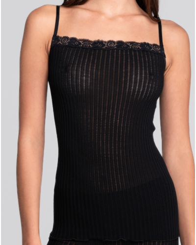 Top wool and silk Leavers Oscalito 7646 (Black)