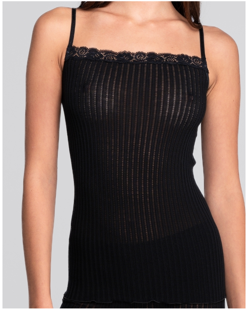 Top wool and silk Leavers Oscalito 7646 (Black)