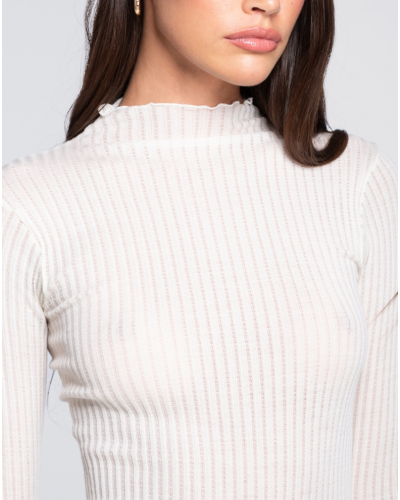 Long-sleeved turtleneck top  wool and silk Oscalito 7494 (Champagne)