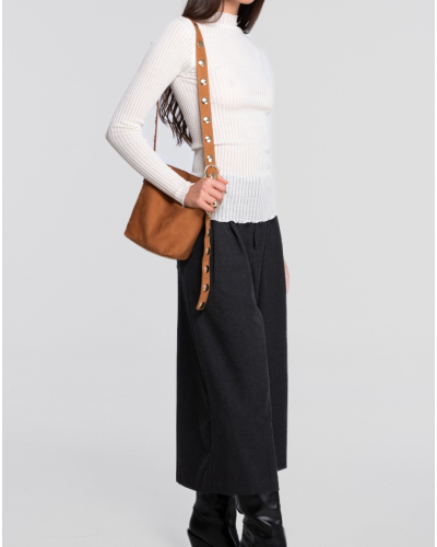 Long-sleeved turtleneck top  wool and silk Oscalito 7494 (Champagne)