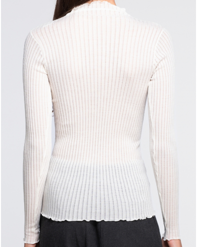 Long-sleeved turtleneck top  wool and silk Oscalito 7494 (Champagne)