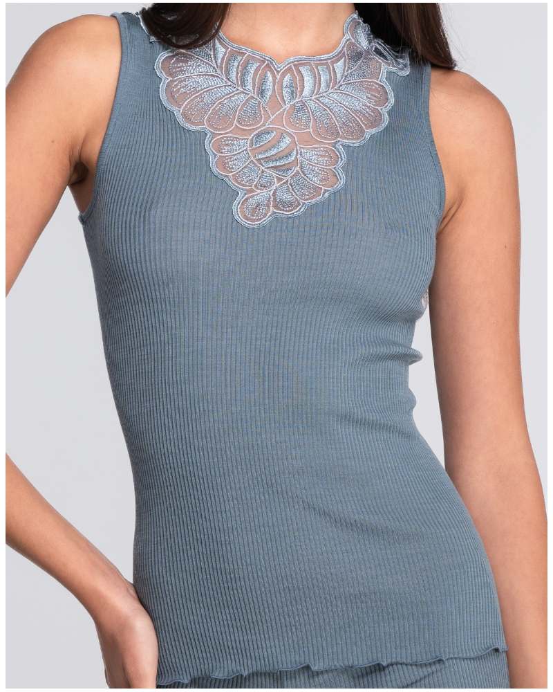 Camiseta de tirantes acanalada lana y seda Oscalito 7619 (zucchero)