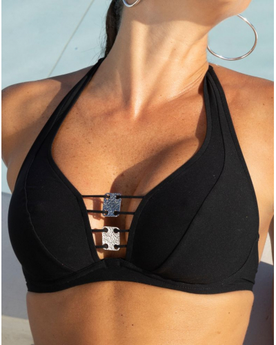 Sujetador de baño con aros triángulo Lise Charmel Eclat d'Argent (Noir Argent)