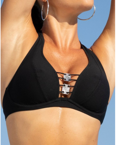 Sujetador de baño con aros triángulo Lise Charmel Eclat d'Argent (Noir Argent)